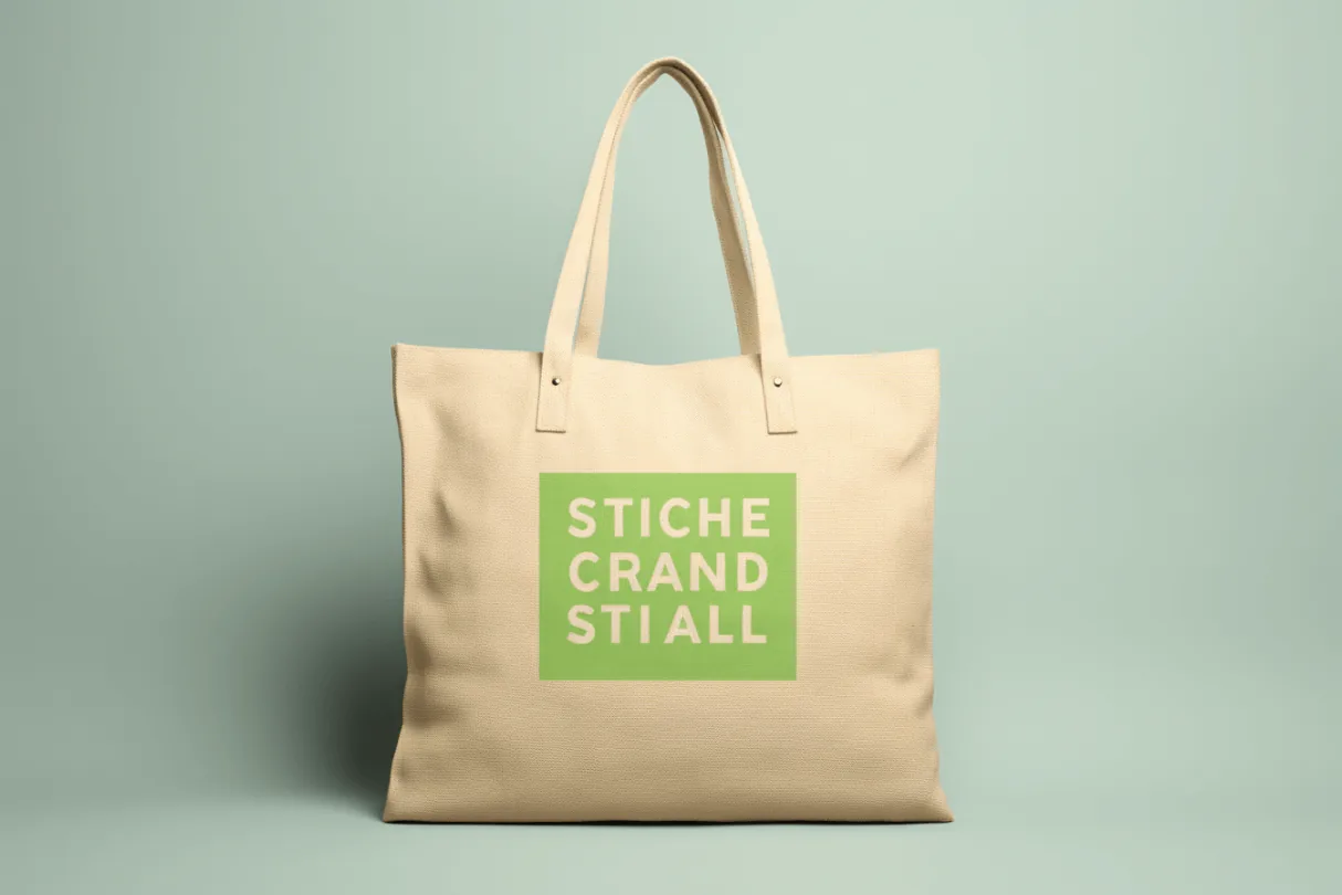 Bornid identity applied to a natural canvas tote bag