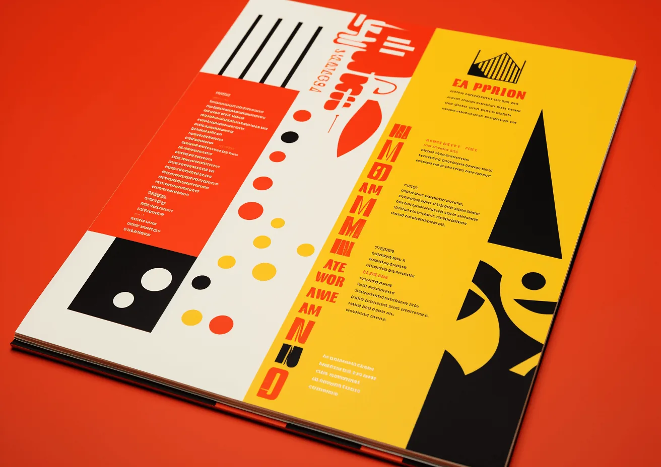 Papper editorial design with bold red, yellow, and black typography